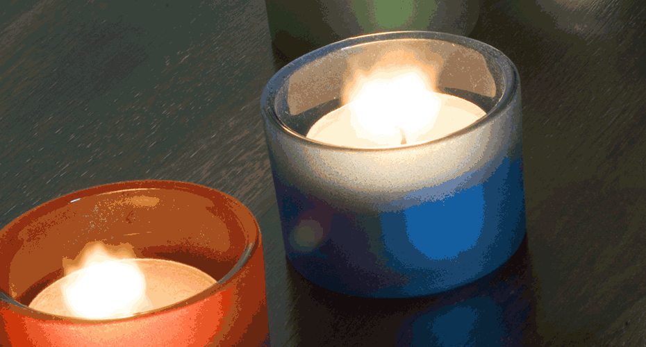 Blue and red candle